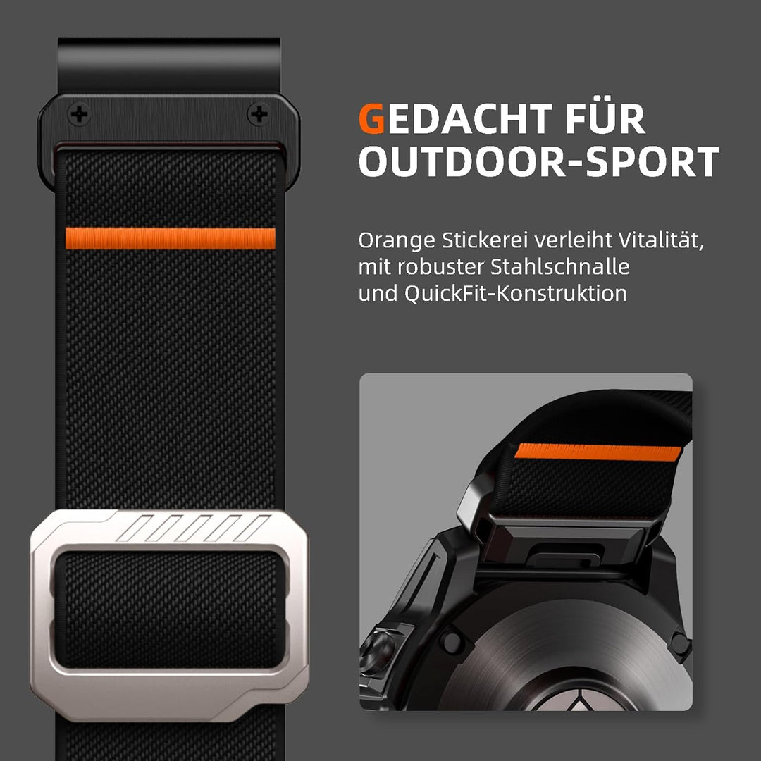 Laffav Armband Kompatibel mit Garmin Fenix 6X/7X Pro, Nylon QuickFit 26mm Ersatzband für Fenix 5X/Pl
