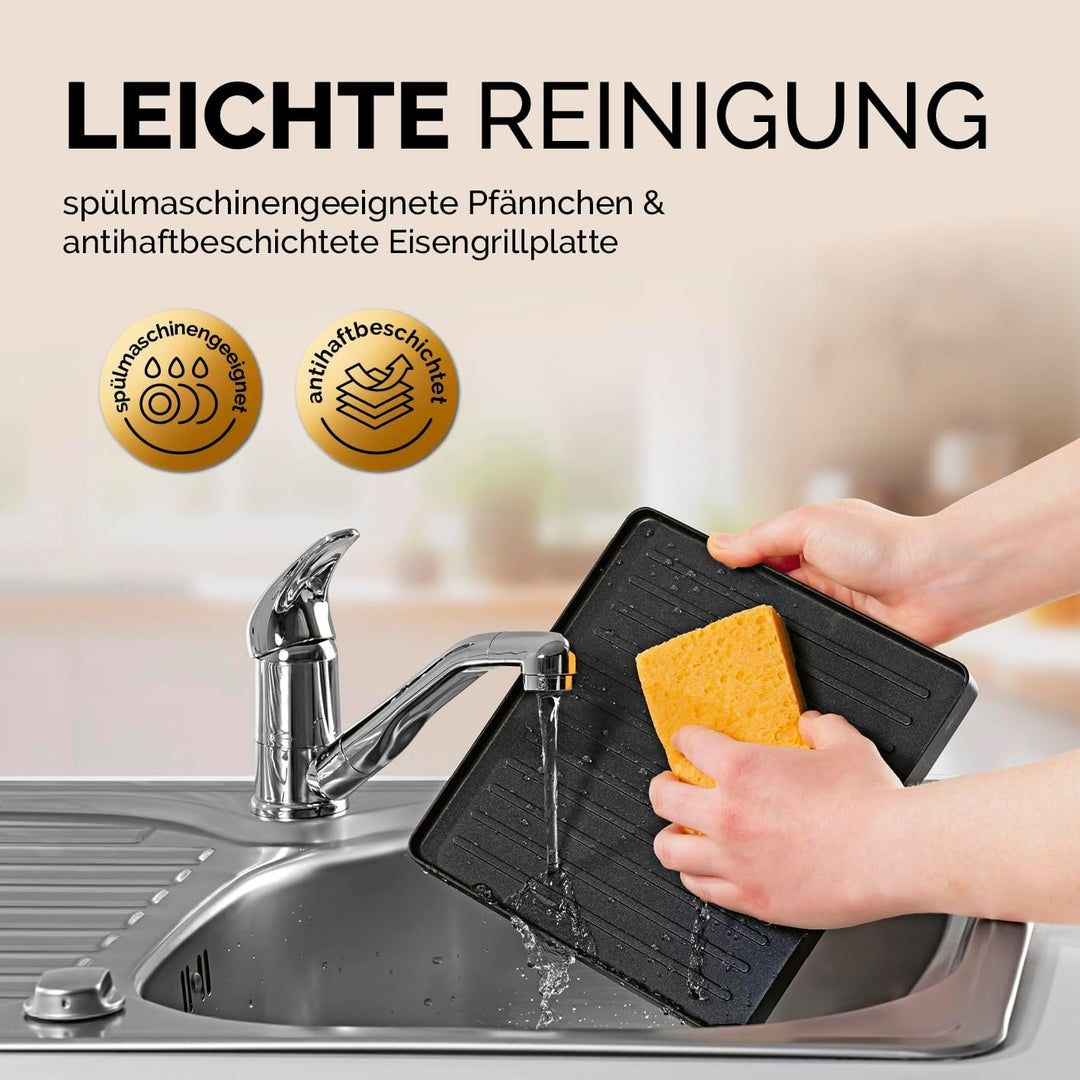 GOURMETmaxx 2-in-1 Raclette Set 8 Personen | Raclette mit Steinplatte und Aluminiumplatte inkl. 8 Pf