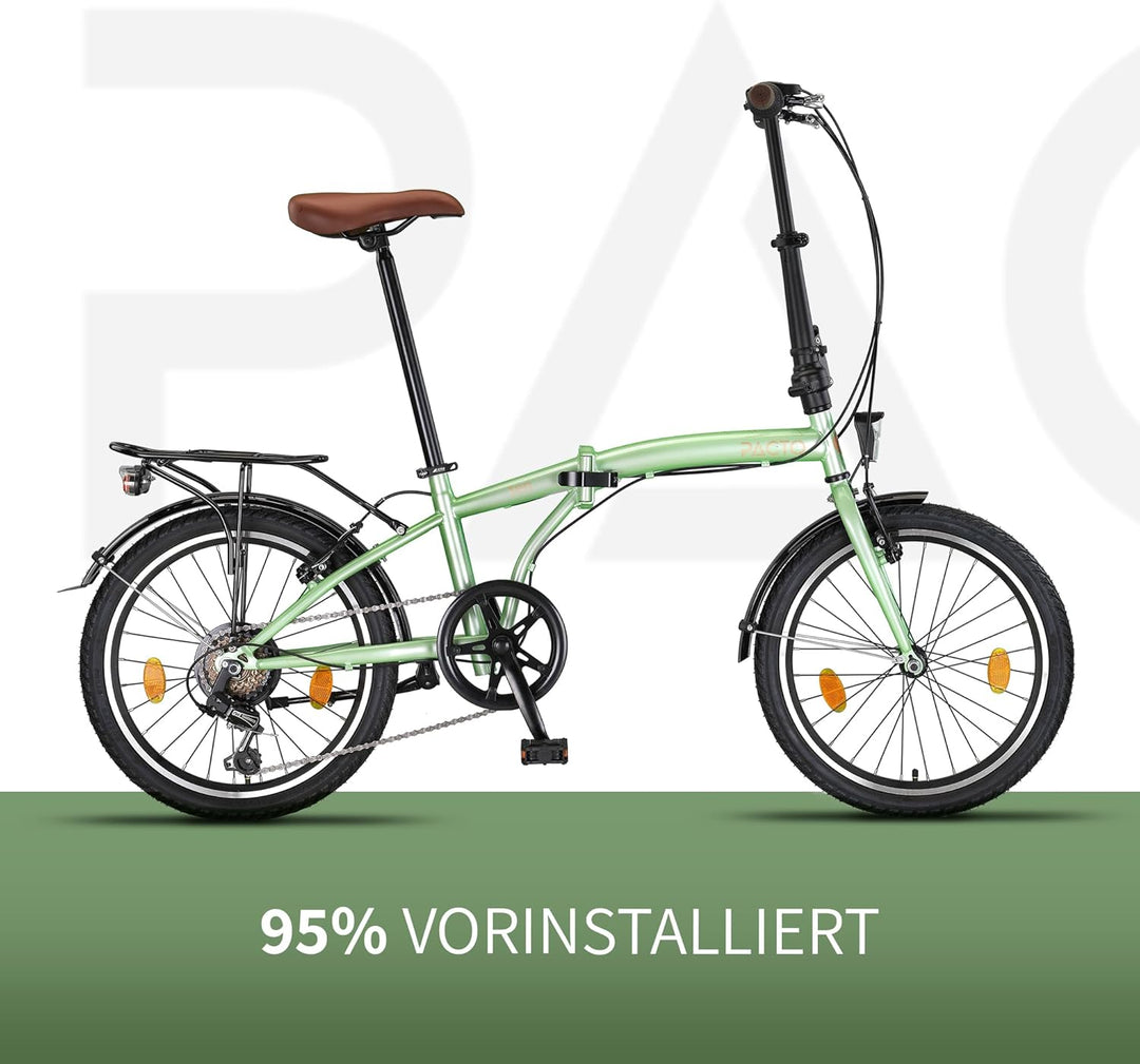 PACTO Ten Klapprad 20 Zoll mit Schnelles Faltsystem (10 Sek), Stahlrahmen, Leichtgewicht (16KG), Shi