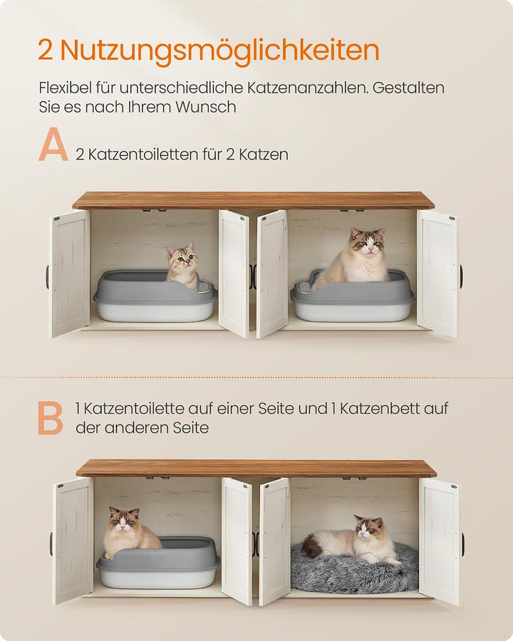 Feandrea Katzenklo-Schrank, Moderne Katzentoilette, Katzenhaus, Vordereingang, Beistelltisch, TV-Sch