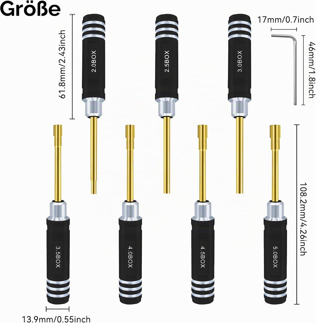 Sechskantmutter Schraubendreher Satz 2.0mm 2.5mm 3.0mm 3.5mm 4.0mm 4.5mm 5.0mm RC Werkzeug Steckschl