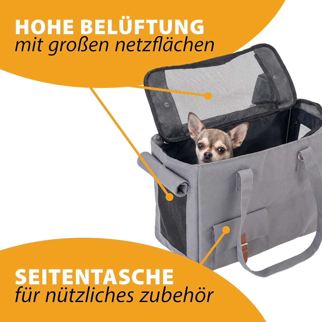 Ferplast Hundetasche Jetset, Tansportbox Katze, Hundebox, Sicherheitsgurt, Max 12 kg, 40 x 20 x H 30