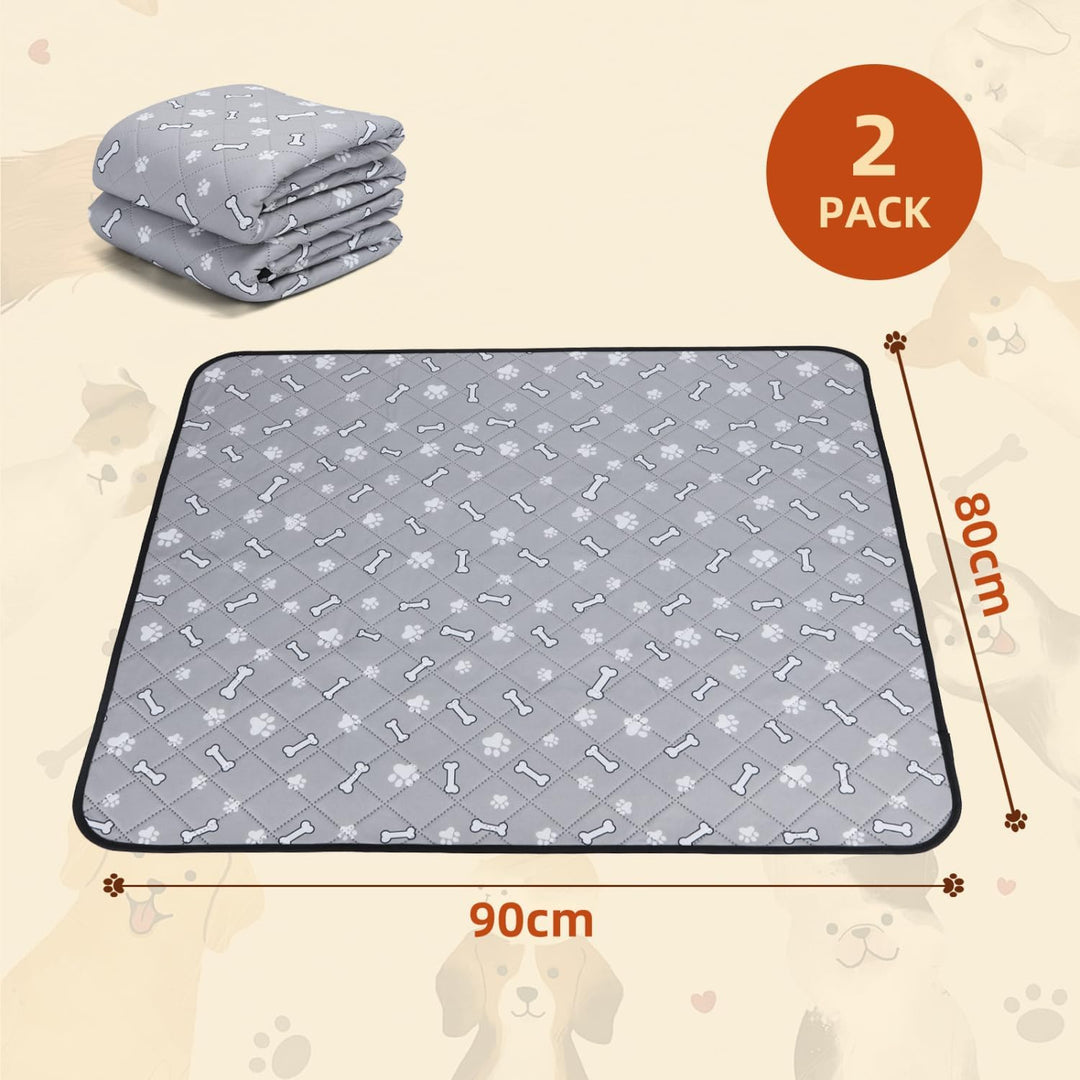 Nobleza Wiederverwendbare Welpenunterlagen, 2er Set Waschbar Haustier-Urinunterlage, 90 x 80 cm Schn