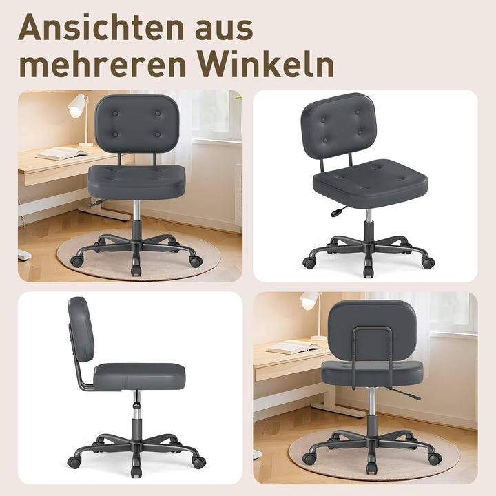 AnyGod Bürostuhl ohne Armlehne, höhenverstellbarer Drehstuhl mit Rollen, Schreibtischstuhl aus Kunst