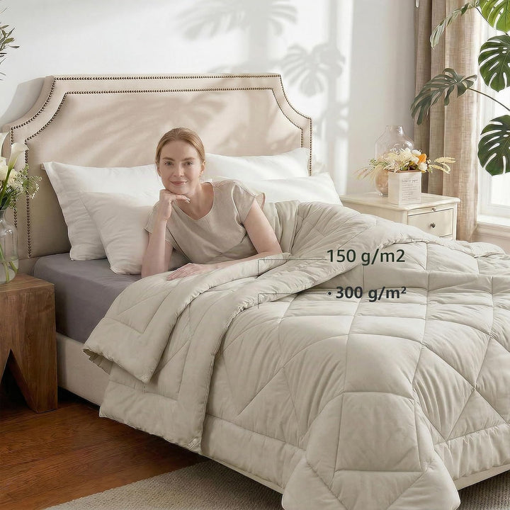 WAVVE Bettdecke 220x240 4 Jahreszeiten 2 teilig - Sommerdecke 150gsm+Ganzjahresdecke 300gsm＝Winterde