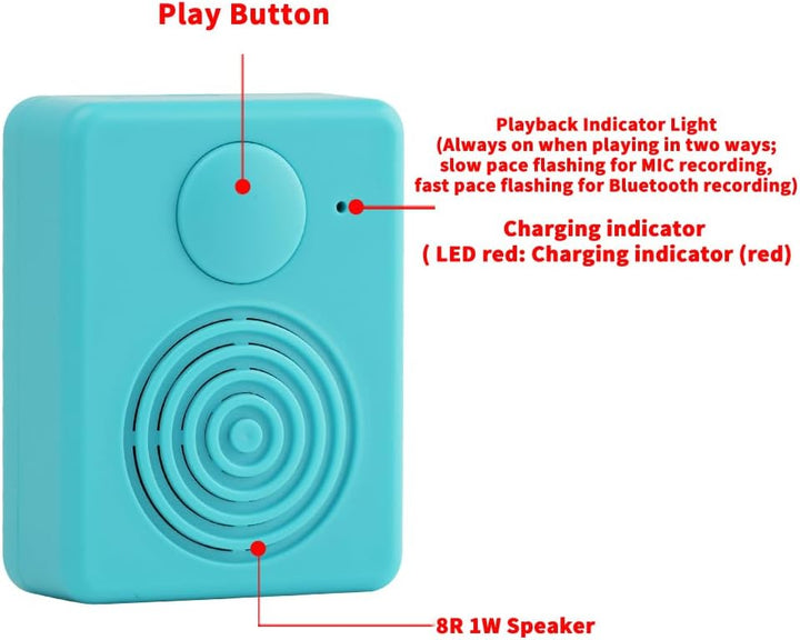 Soundmodul mit Lautsprecher,16 MB Diktiergerät, Unterstützt Bluetooth und Mikrofonaufnahmen,16 Minut