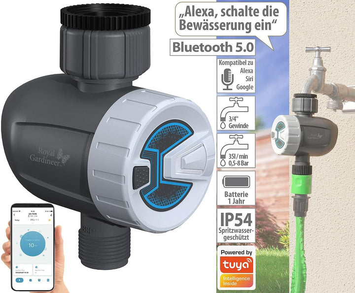 Royal Gardineer Wassercomputer: Smarter programmierbarer Bewässerungscomputer mit Bluetooth 5 & App
