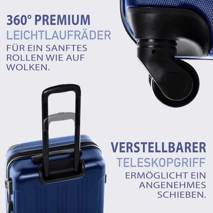 FERGÉ Premium Kofferset 3-teilig: 28", 24" &amp; Handgepäck Koffer in einem Set, sehr robuste Reisekoffe