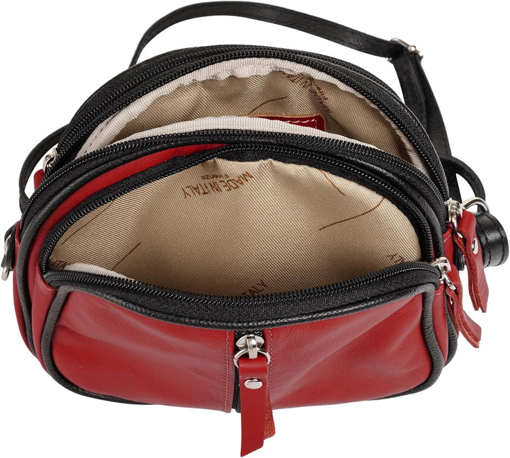 Umhängetasche Echt Leder Damen Made in Italy | kleine Abendtasche | elegante Partytasche mit 3 Fäche