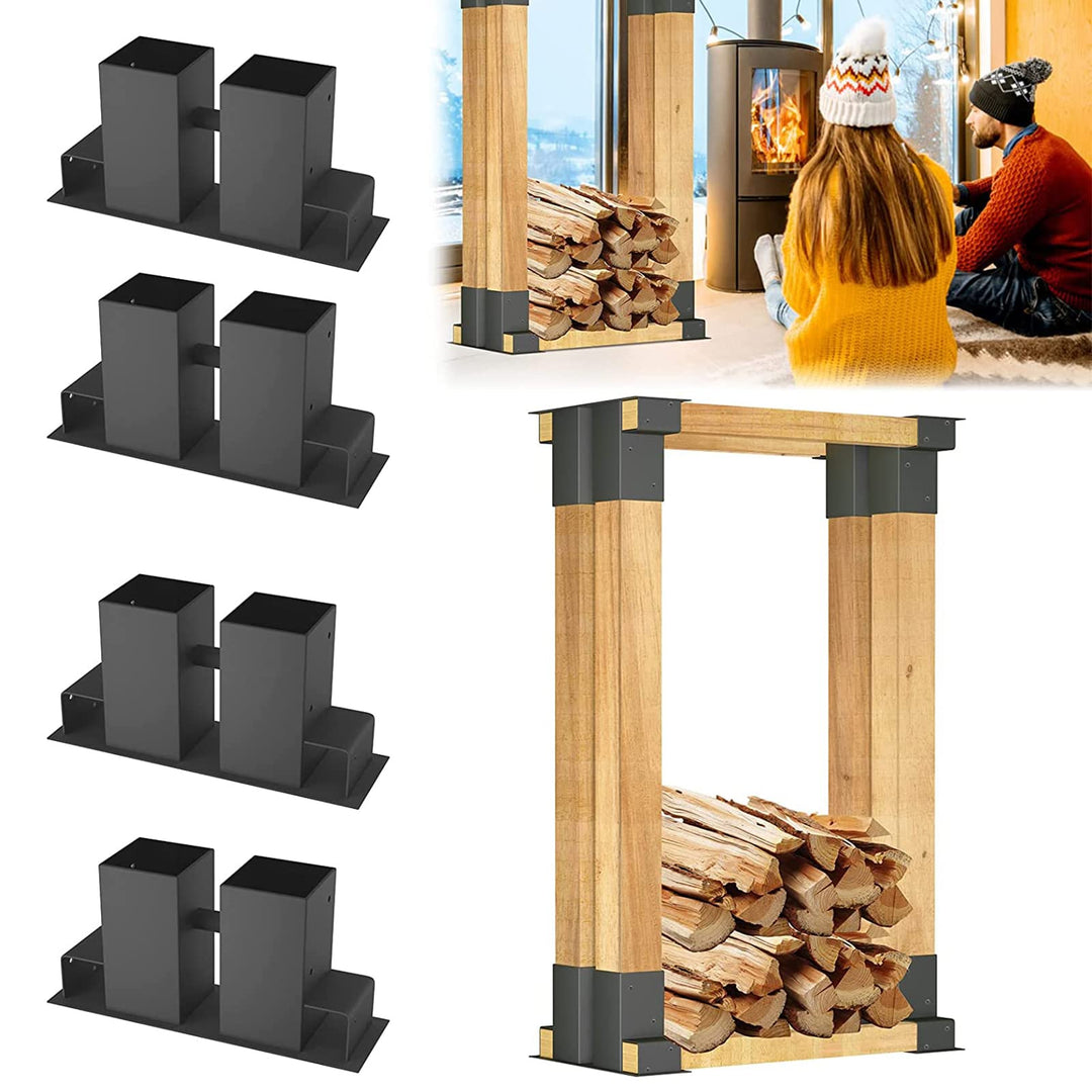 XMTECH Verzinkt Holzstapelhilfe, Stabile Holzstapelhalter für Kaminholz Brennholz Stapelhilfe Feuerh