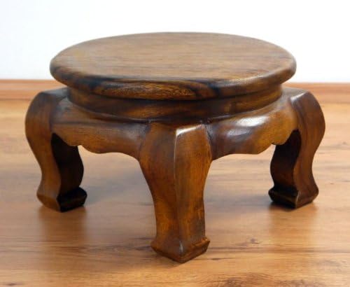 livasia Runder Opiumtisch, Beistelltisch aus Massivholz, Couchtisch, Nachttisch Braun 40cm, Braun 40