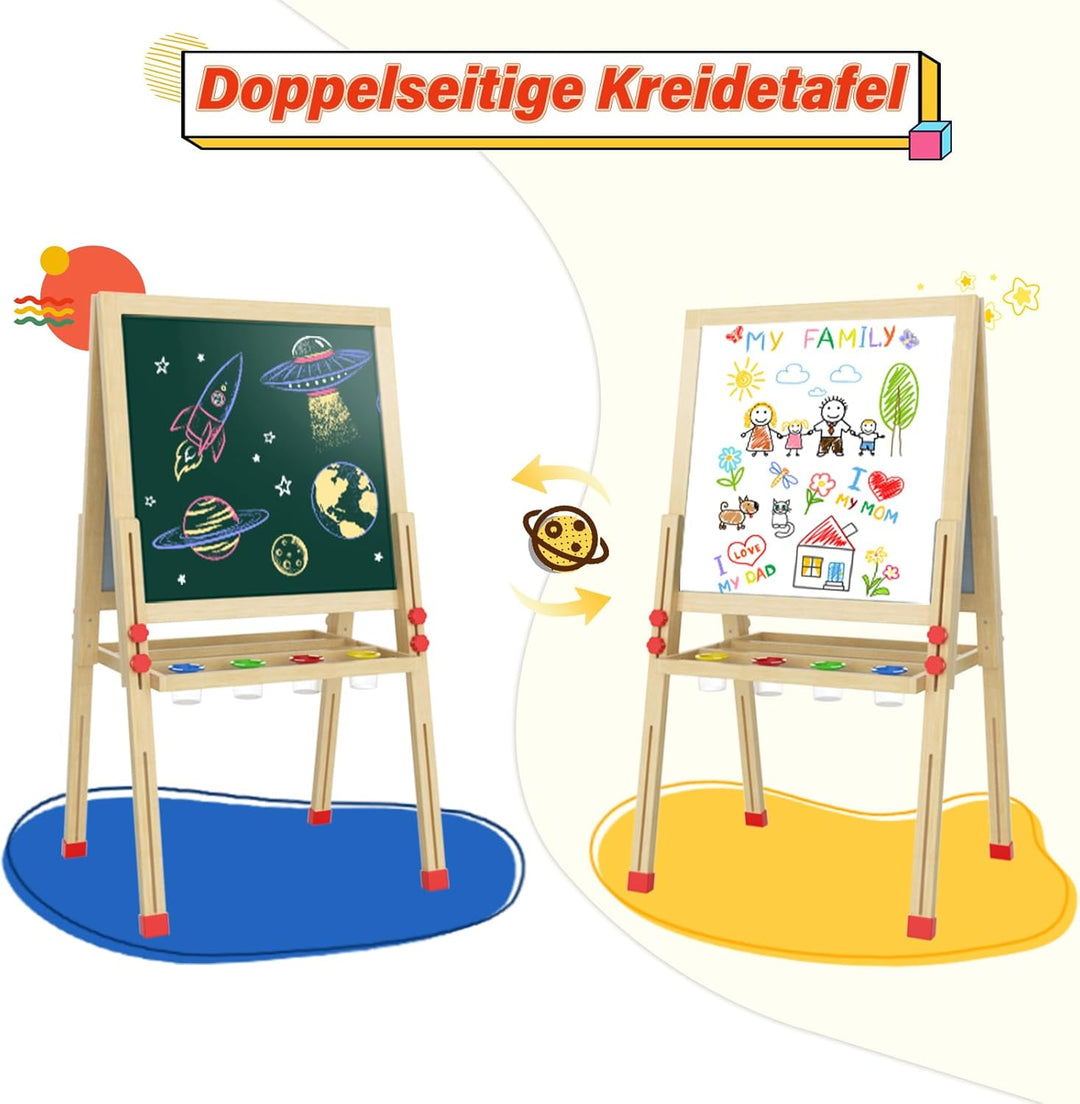 Dripex Kinder Tafel Faltbare Holz Kindertafel Malerei Holztafel Doppelseitige Kreidetafel und Whiteb