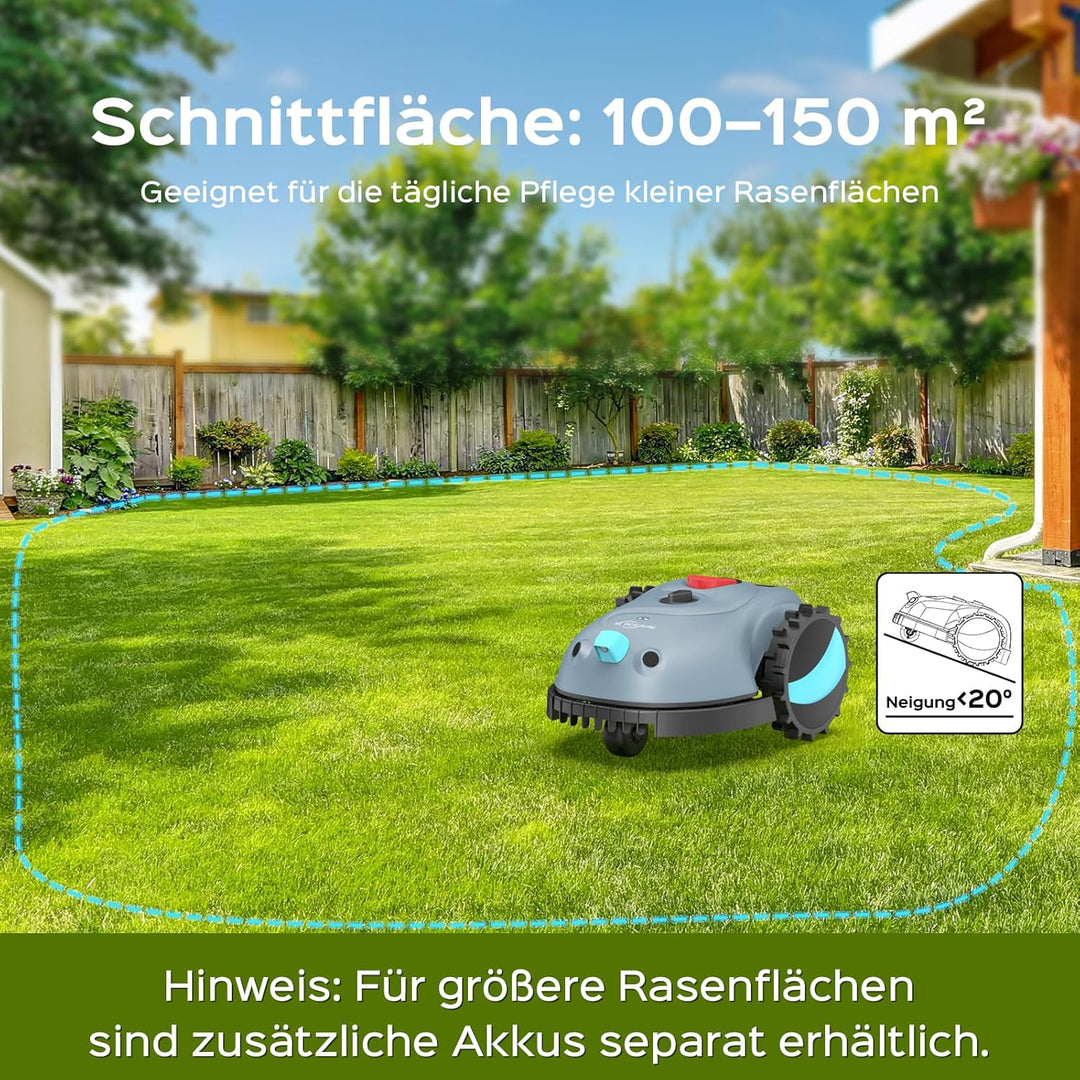 V100 Mähroboter ohne Begrenzungskabel, mit Vision-Navigation, Hindernisvermeidung(150 Arten), 4,0 Ah