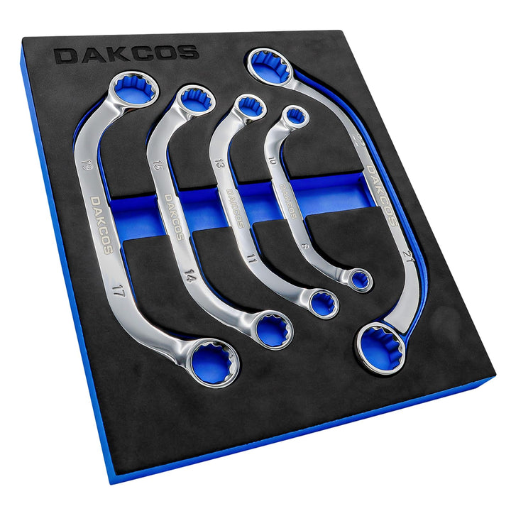 DAKCOS Starter- und Blockschlüssel-Satz, Doppelringschlüssel-Satz, C-Form Ringschlüssel Set | 5-tlg.