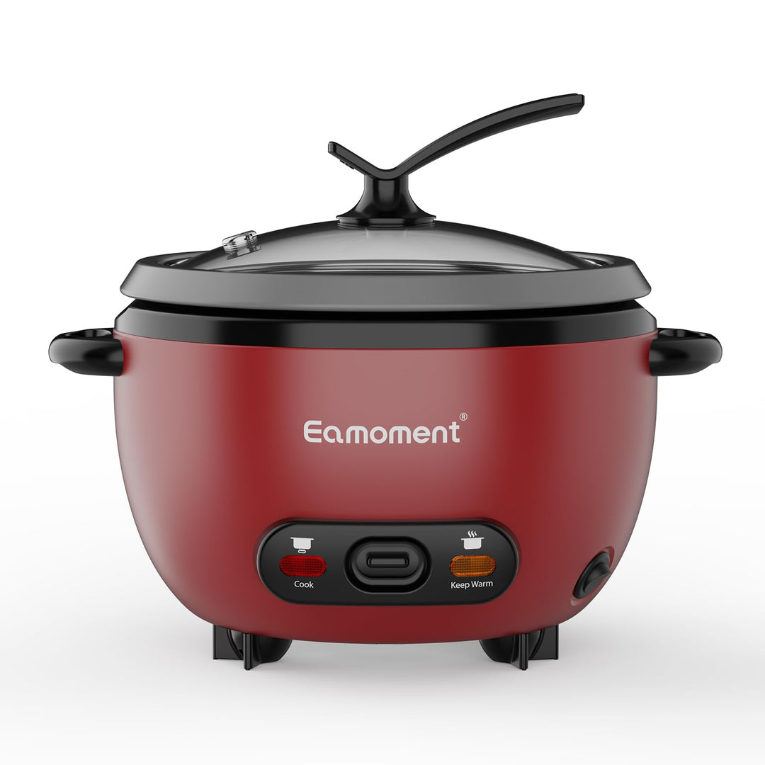 Eamoment ERC-5P07RD 1L | 400W Reiskocher & Schwarzer Dämpfeinsatz Warm & Kochen 1-5 Personen Antihaf