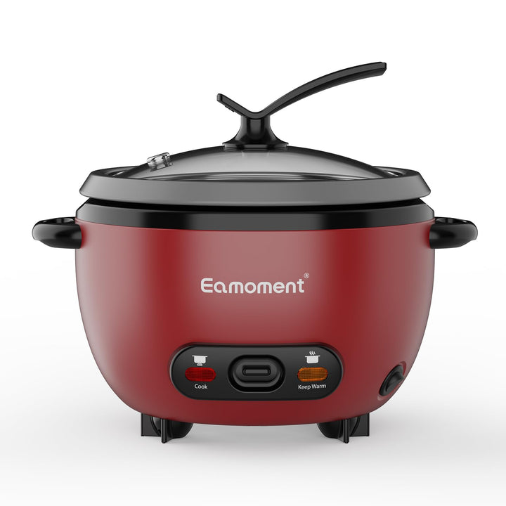Eamoment ERC-5P07RD 1L | 400W Reiskocher & Schwarzer Dämpfeinsatz Warm & Kochen 1-5 Personen Antihaf