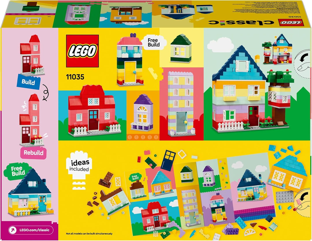 LEGO Classic Kreative Häuser, Bausteine-Set für Kinder, Konstruktionsspielzeug mit 850 Steinen, Haus