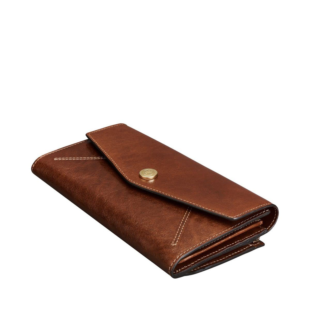 Maxwell Scott Damen Leder Geldbörse mit Bügelverschluss Marcialla in Cognac Braun, Cognac Braun