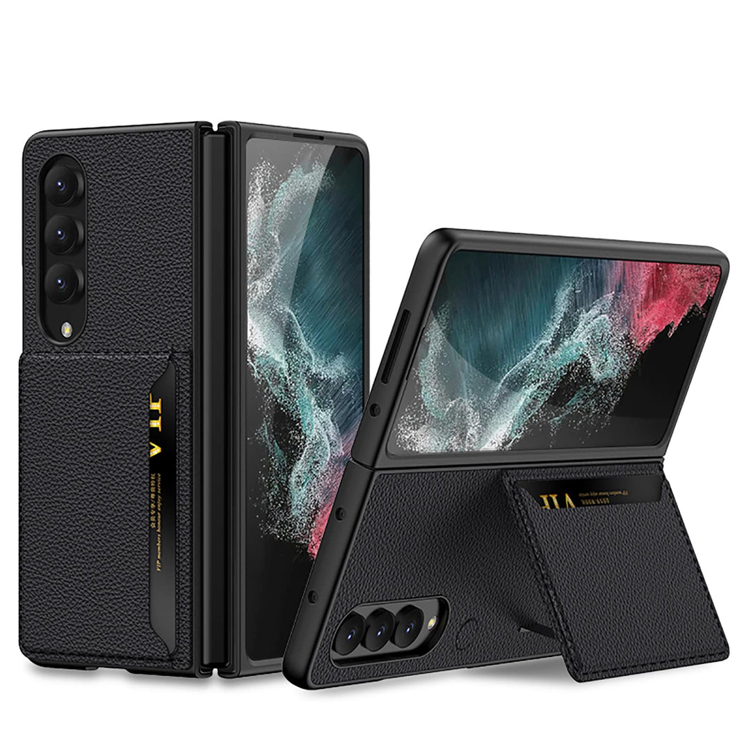 COQUE Hülle für Samsung Galaxy Z Fold 4,Ultra Slim Soft Leather Card Slot Bag Phone Case mit Standfu