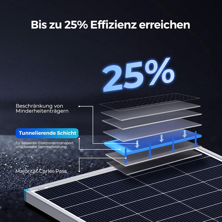 Renogy 16BB N-Typ 200 Watt 24V Solarmodul, 25% Hoch-Effizienz, PV Modul Ladegerät für RV Marine Roof