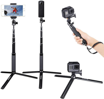 Smatree Teleskop Selfie Stick mit Stativ für DJI OSMO Action 3,2/Gopro Hero 12/11/10/9/8/7/6/5/4/3/S