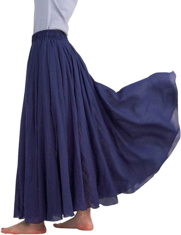 FEOYA Baumwolle Leinen Maxirock Boho Sommer Rock Double Layer Elastische Taille Faltenrock Frauen Ei