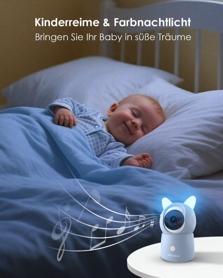 CZEview BM6 Babyphone mit Kamera 2K &amp; 4X Zoom, 5.5" HD WLAN Video Babyfon mit App, Nachtsicht, Beweg