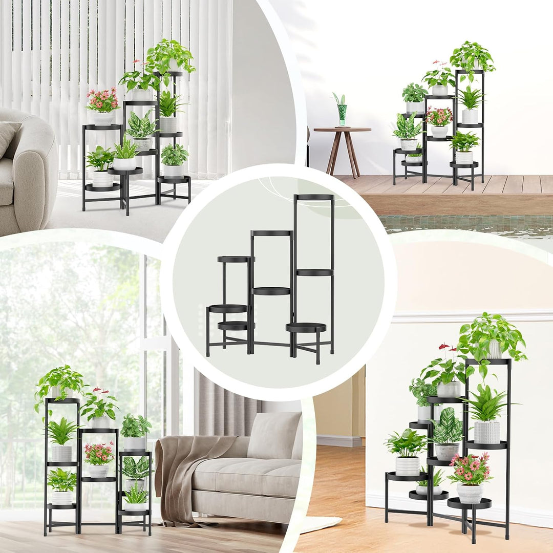 iDavosic.ly 8 Etagen Metall Pflanzenständer Blumentopfständer, Mehrstöckig Pflanzenregal Blumenregal