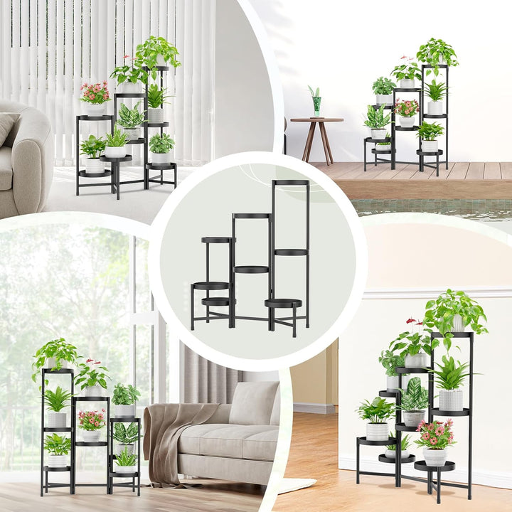 iDavosic.ly 8 Etagen Metall Pflanzenständer Blumentopfständer, Mehrstöckig Pflanzenregal Blumenregal