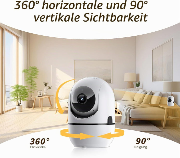 Überwachungskamera für den Innenbereich, 5G und 2,4 G WiFi-Überwachungskameras für Zuhause, 360°-Bab