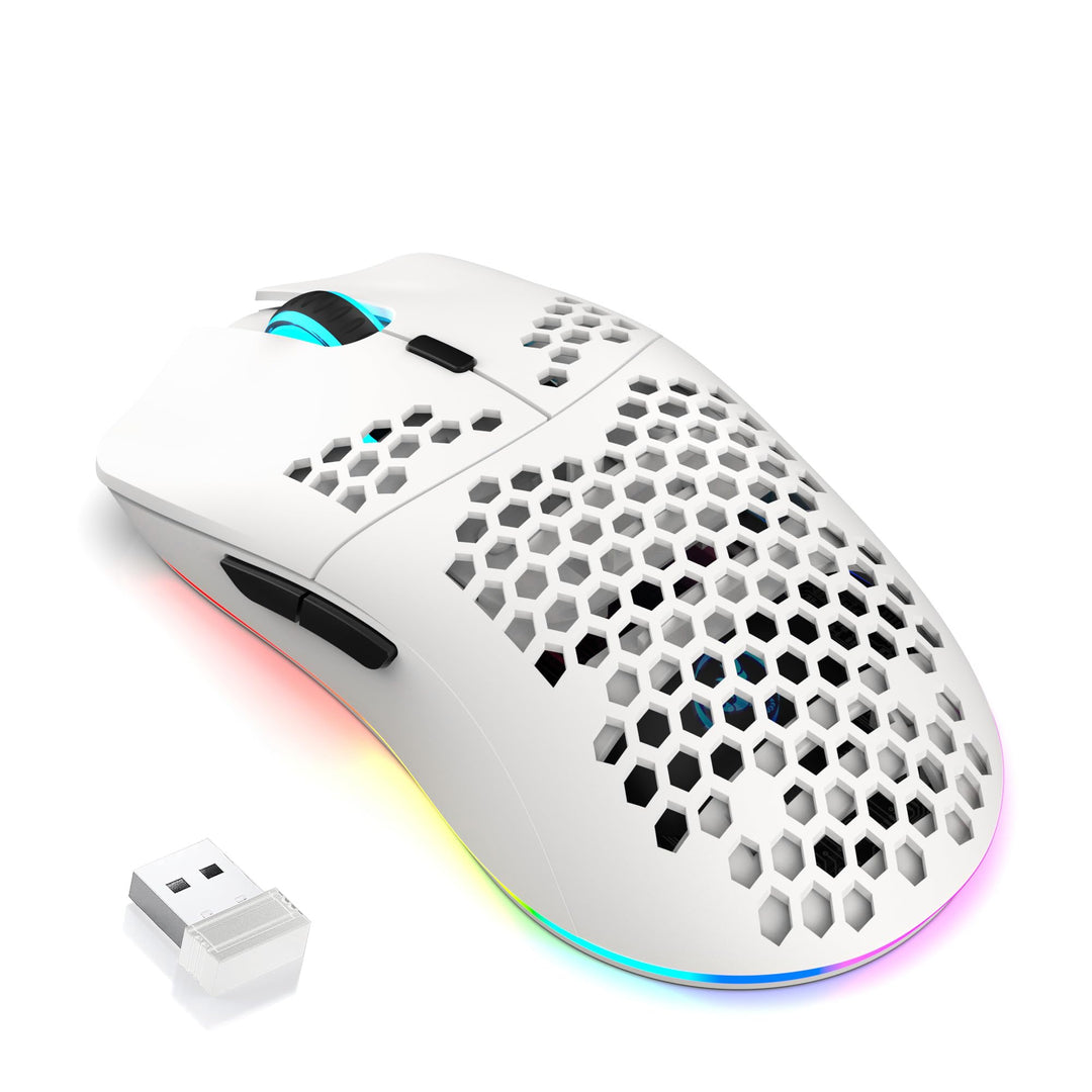 CROSS ZEBRA T66 PC Gaming Mouse, BT/2.4G Wireless/Wired, Lightweight Honeycomb Shell, Macro Program,