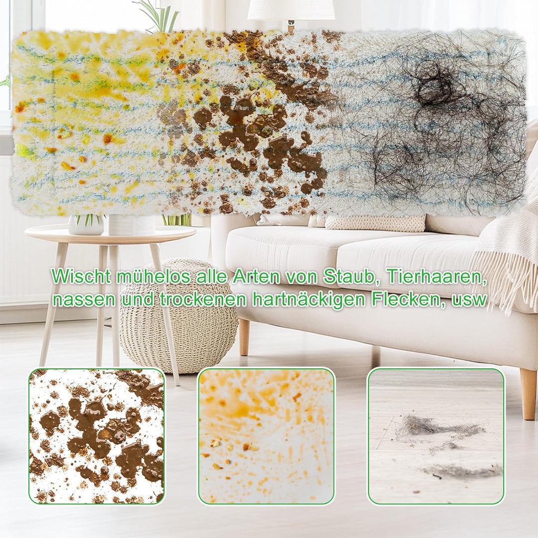 4 Stück Ersatz-Wischbezüge für Leifheit Profi XL Micro Duo / Profi XL Cotton Plus, Bodenwischer Ersa
