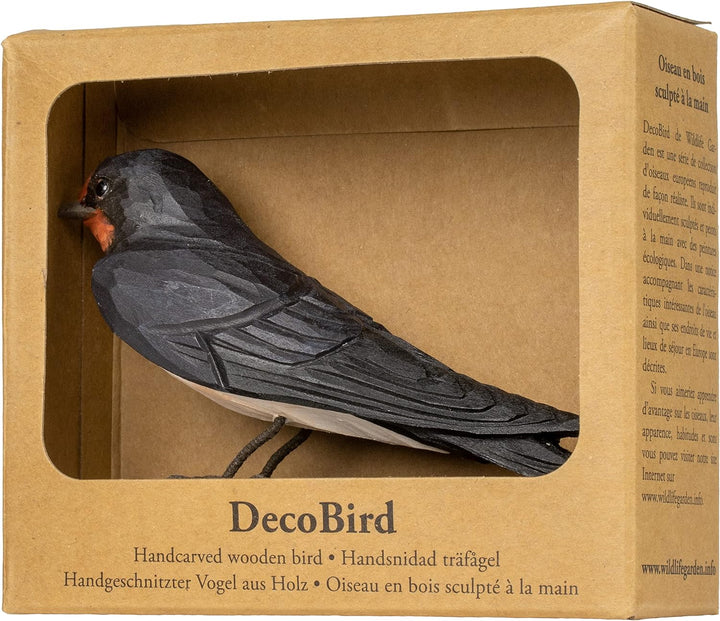 WILDLIFEGARDEN Wildlife Garden WG4438 DecoBird Hausschwalbe - Handgeschnitzter Dekorative Vogel aus