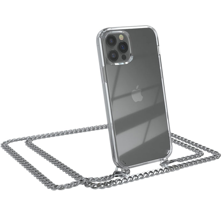 EAZY CASE Handykette kompatibel mit iPhone 12/12 Pro Handyhülle mit Metall Umhängeband und Ersatz Ko