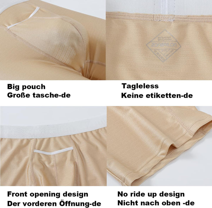 BIATWOWR Boxershorts Herren aus Seide Herrenslips Atmungsaktiv mit Verstärktem Beutel und Breitem Bu