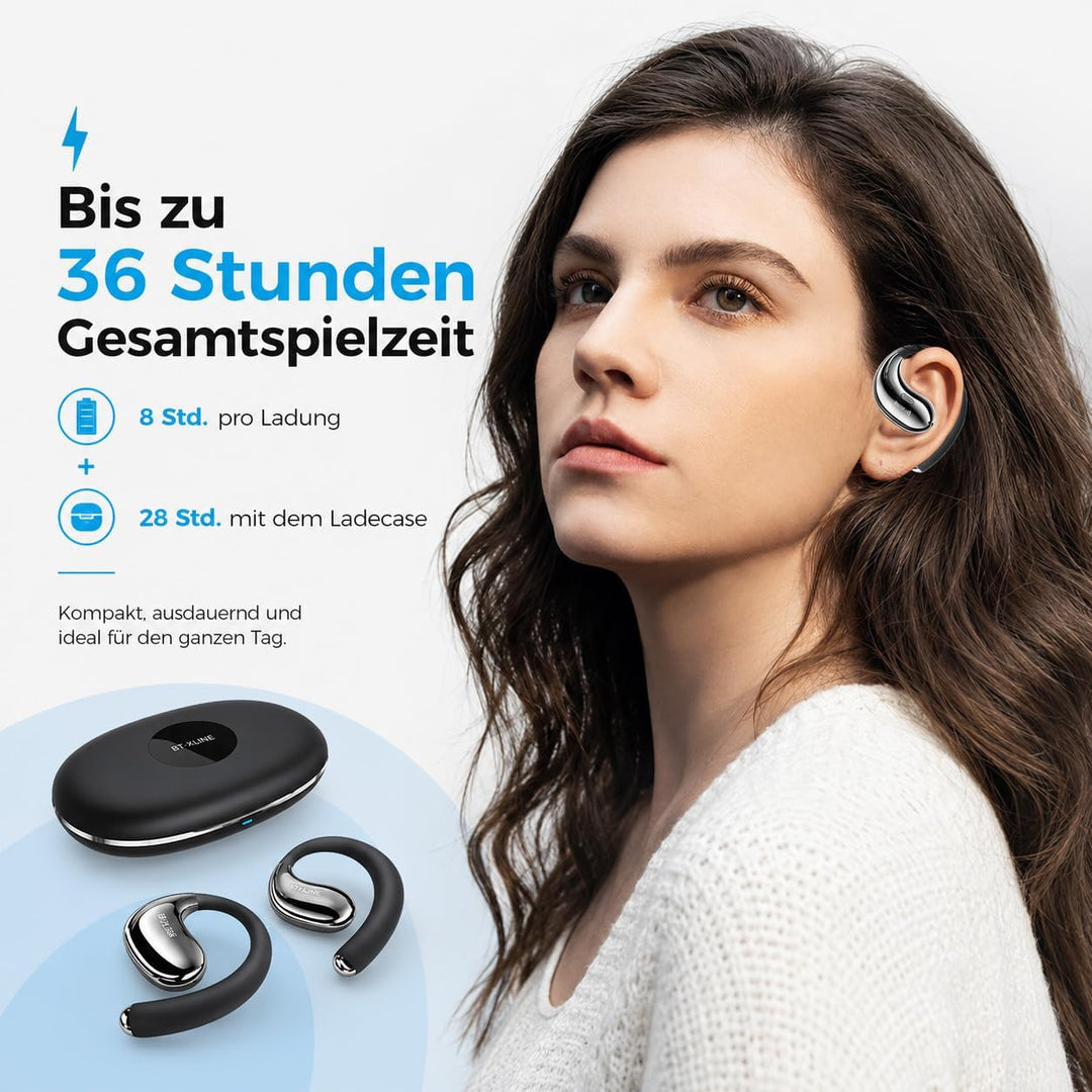 Micool Open-Ear Kopfhörer Bluetooth 6.0, Clip-On Ohrhörer Kabellos mit 36H Spielzeit, Geräuschreduzi