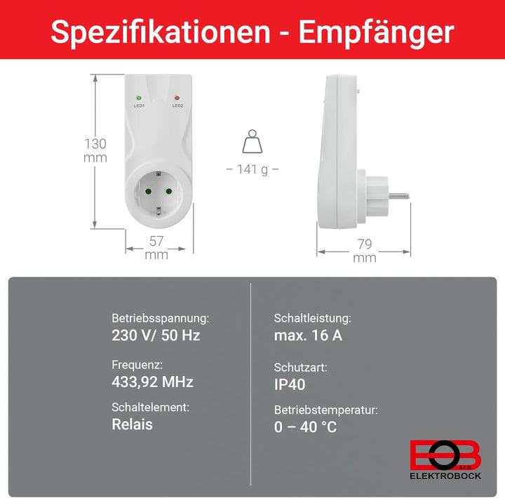ELEKTROBOCK FRT7B3 Funk-Raumthermostat mit Standfuss | Überall hinstellen | mit Empfänger | 𝑳𝓐𝑵𝐆𝑳𝜠𝓑𝑰