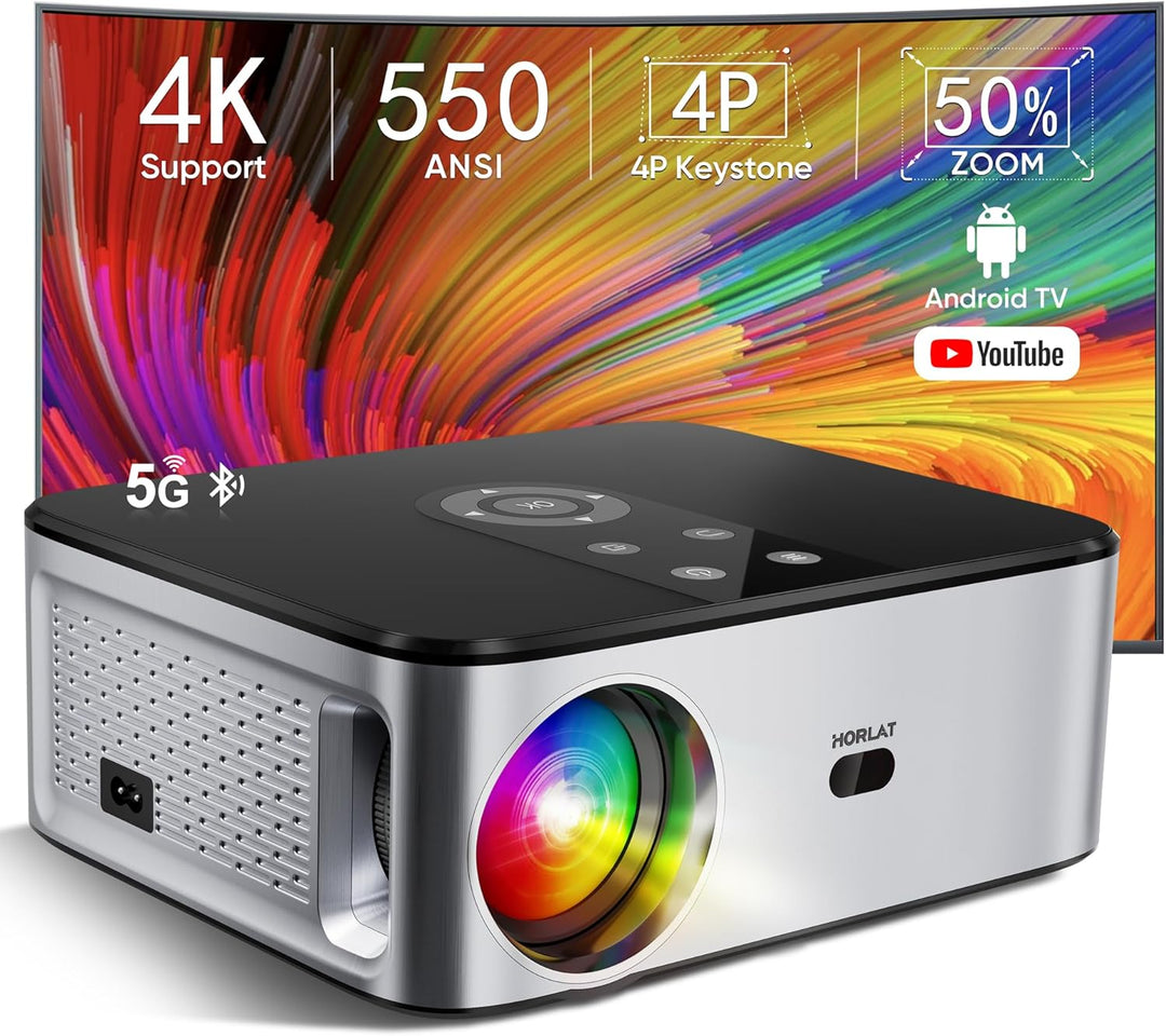 Beamer, HORLAT 5G WiFi Bluetooth Full HD Projektor, Native 1080P Heimkino Video Beamer 4K Unterstütz