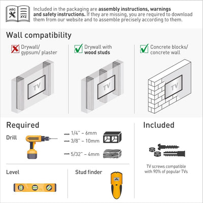 Barkan TV Wandhalterung, 29 - 65 Zoll Schwenkbar / Neigbar / Vollbewegung flach & curved Fernseher T