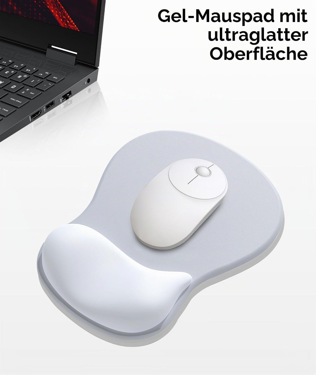 Mauspad mit Gelkissen,Ergonomisches Mousepad mit handauflage mit weichem Gelpolster,rutschfester Bas