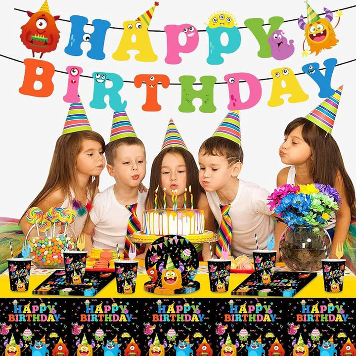 JUMXBUM 101 Stück Monster Geschirr, für 20 Gäste, Monster Geburtstags Geschirr Set, für Kinder Kinde