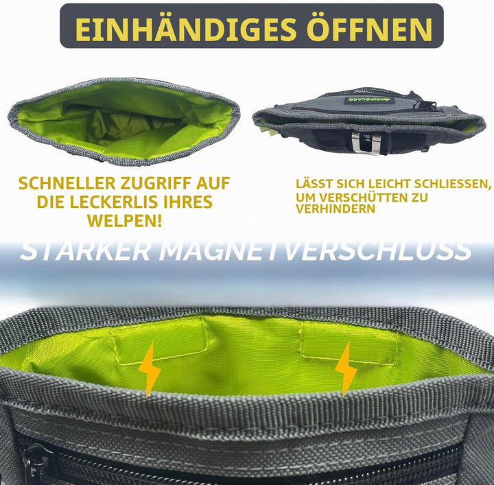 Leckerlitasche für Hunde – Magnetischer Leckerlibeutel für Hunde mit Mehreren Taschen, Kotbeutelspen
