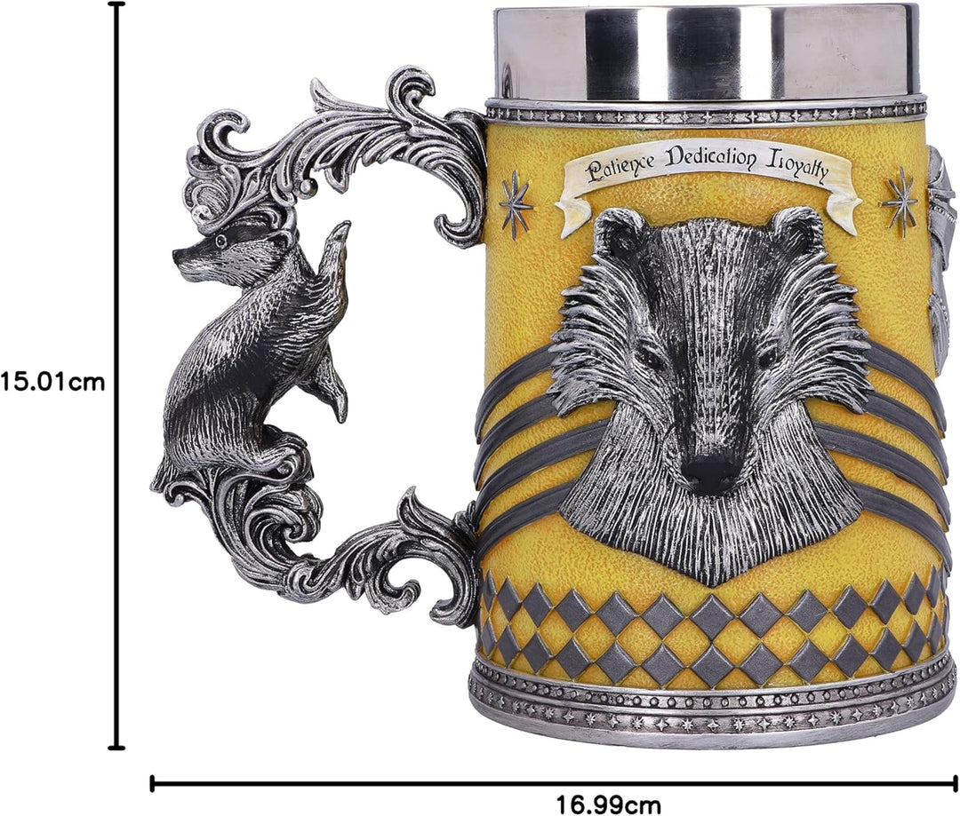 Nemesis Now House Collectable Tankard Harry Potter Hufflepuff Hogwarts-Haus Sammelkrug, Gelb, Silber