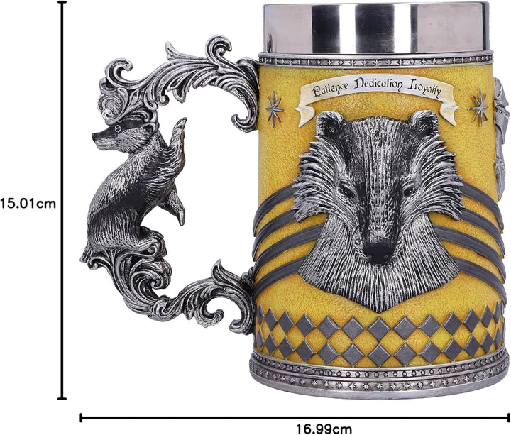 Nemesis Now House Collectable Tankard Harry Potter Hufflepuff Hogwarts-Haus Sammelkrug, Gelb, Silber