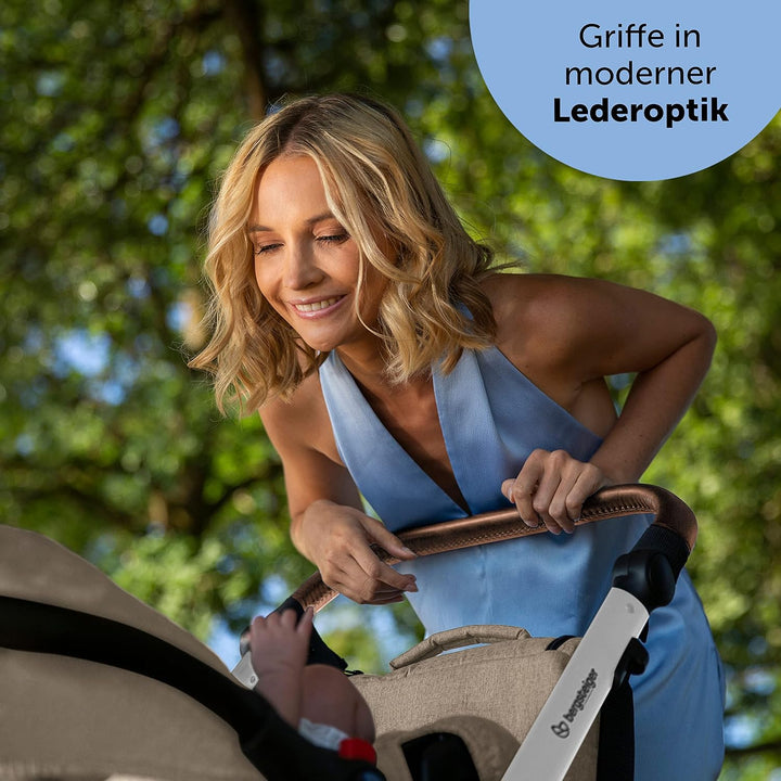 Bergsteiger Kinderwagen Lugo 3in1 | Kombikinderwagen Komplettset inkl. Zubehör - Babyschale, Buggy-A