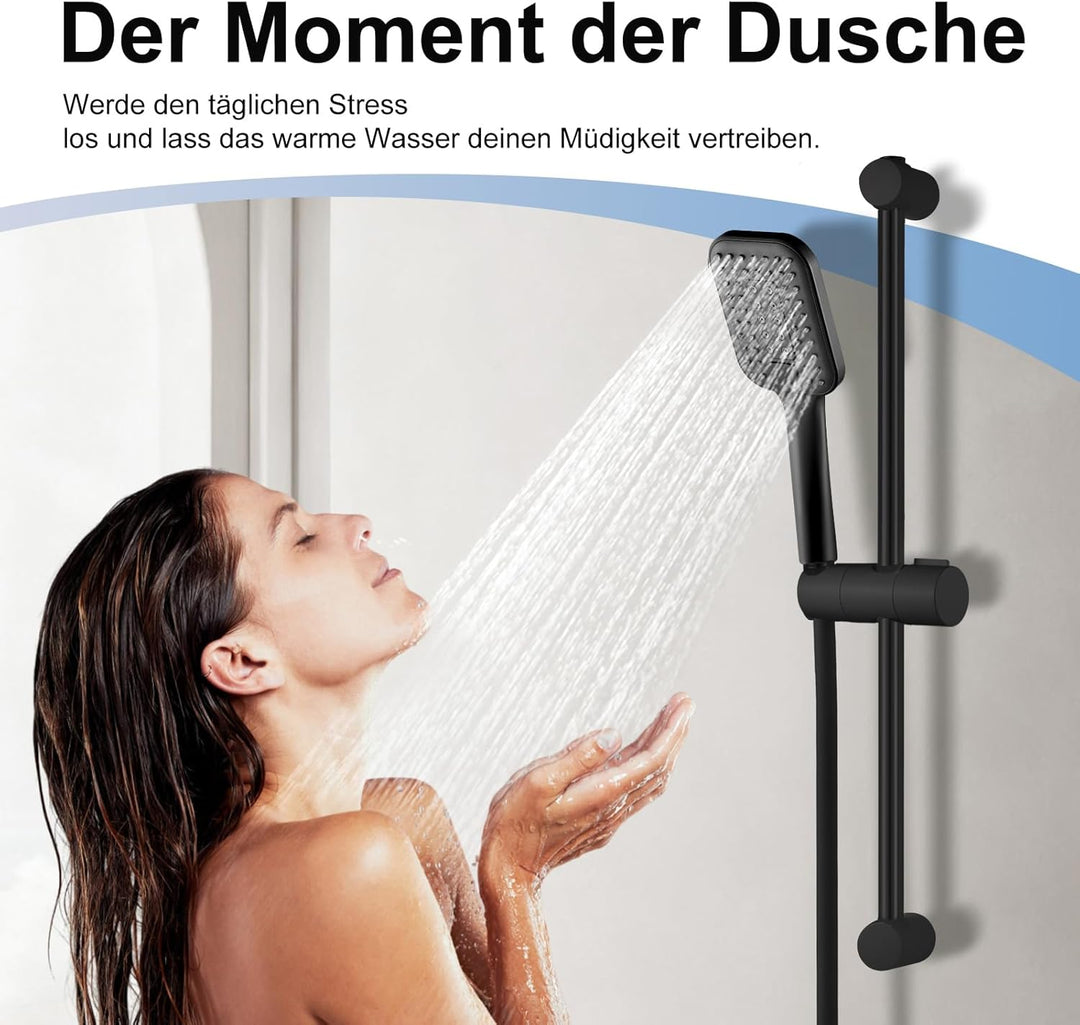 OFFO Duschschlauch mit Duschkopf, Wassersparend und Hochdruck, Handbrause mit 3 Strahlarten, Handbra
