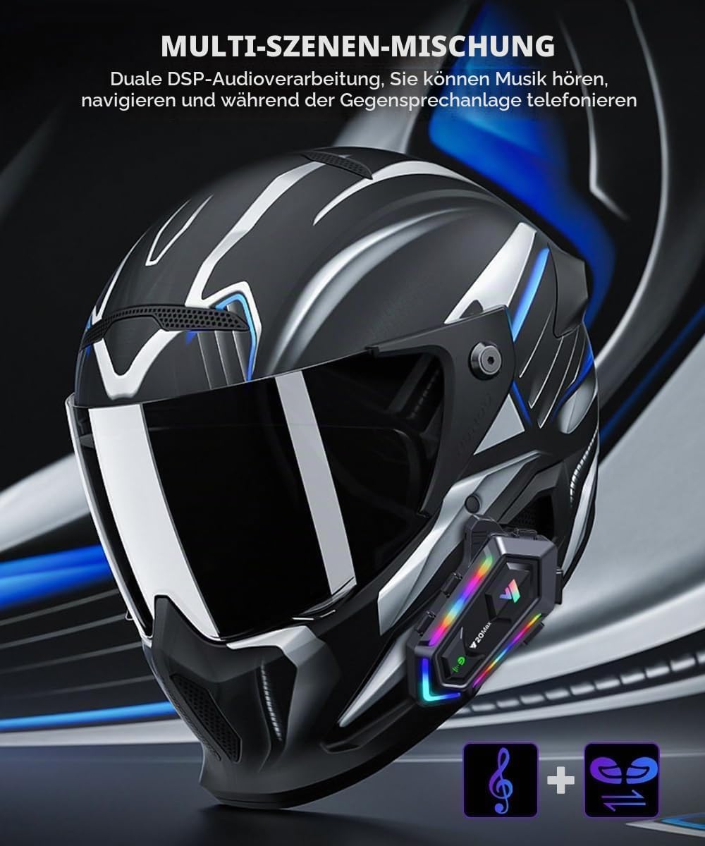Motorradhelm Lautsprecher, wasserdichtes Motorradhelm Gegensprechanlage Kommunikationssystem Bluetoo