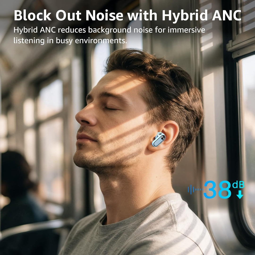 TOZO Crystal Pods Kabellose Bluetooth 5.4 In-Ear Kopfhörer, Hybrid Active Noise Cancelling, Dual-Mik