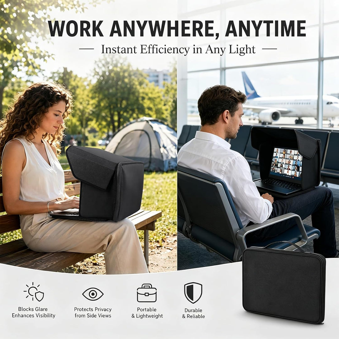 DASIAUTOEM Universal Laptop Sonnenschutz, Klappbare 2-in-1 Laptoptasche, Sonnenschutz Blendschutz UV