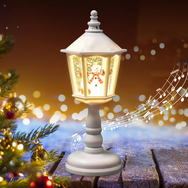 Schneekugel Weihnachten, Spieluhr Weihnachten, Warmweisses LED Licht, Schneekugel mit Musik, Windlic